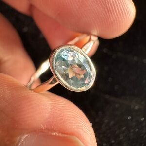 Oval Aquamarine Gemstone Sterling Silver Ring
